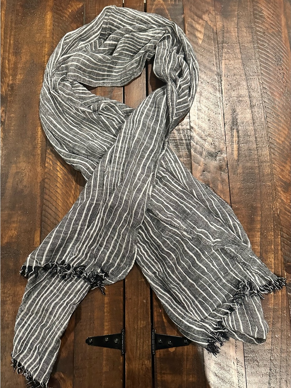 Lightweight Gray Striped Scarf for Women